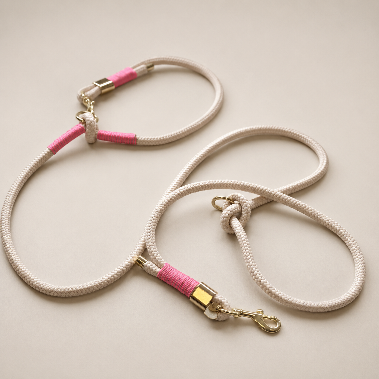 beige Leine mit pink und gold